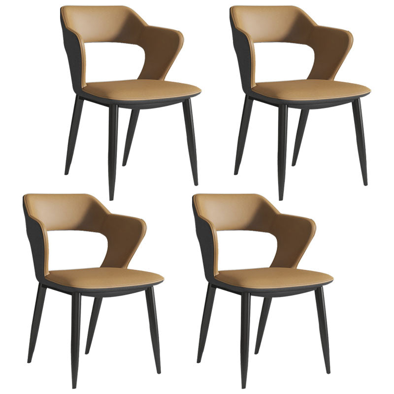Modern Home Open Back Arm Chair Upholstered Matte Finish Dining Chair Gray-Khaki Set of 4 Clearhalo ' kitchen&dining_furn' 'Dining Chairs' 'Dining Tables & Seating' 'dining_chair' 'Furniture' 'furniture_dining_chair' 'Kitchen & Dining Furniture' 'kitchen' 4622312