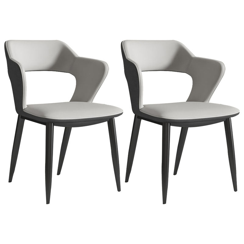 Modern Home Open Back Arm Chair Upholstered Matte Finish Dining Chair Silver Gray Set of 2 Clearhalo ' kitchen&dining_furn' 'Dining Chairs' 'Dining Tables & Seating' 'dining_chair' 'Furniture' 'furniture_dining_chair' 'Kitchen & Dining Furniture' 'kitchen' 4622315