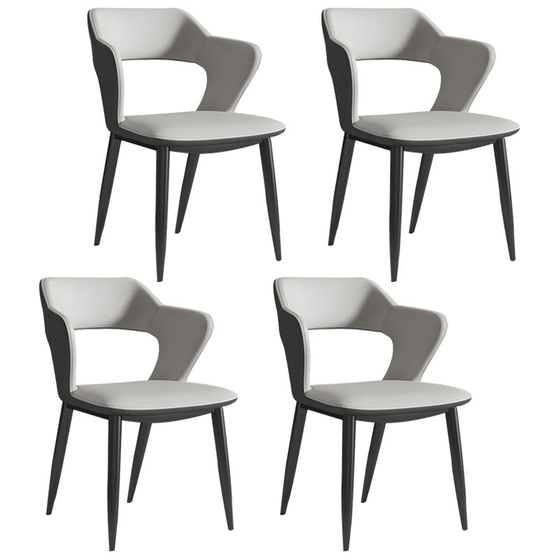 Modern Home Open Back Arm Chair Upholstered Matte Finish Dining Chair Silver Gray Set of 4 Clearhalo ' kitchen&dining_furn' 'Dining Chairs' 'Dining Tables & Seating' 'dining_chair' 'Furniture' 'furniture_dining_chair' 'Kitchen & Dining Furniture' 'kitchen' 4622316
