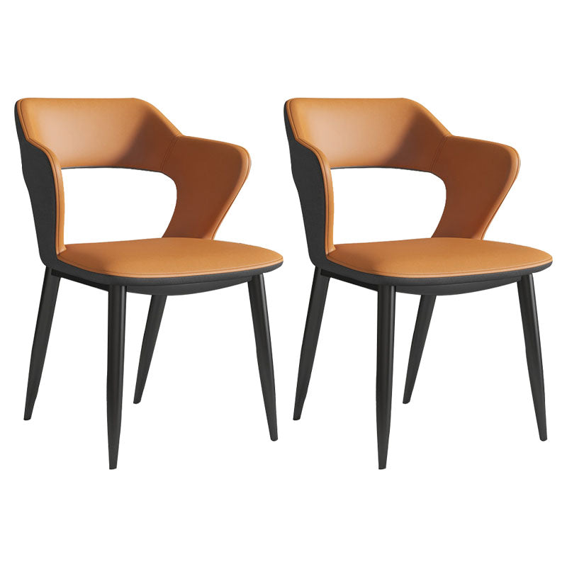 Modern Home Open Back Arm Chair Upholstered Matte Finish Dining Chair Gray-Orange Set of 2 Clearhalo ' kitchen&dining_furn' 'Dining Chairs' 'Dining Tables & Seating' 'dining_chair' 'Furniture' 'furniture_dining_chair' 'Kitchen & Dining Furniture' 'kitchen' 4622318