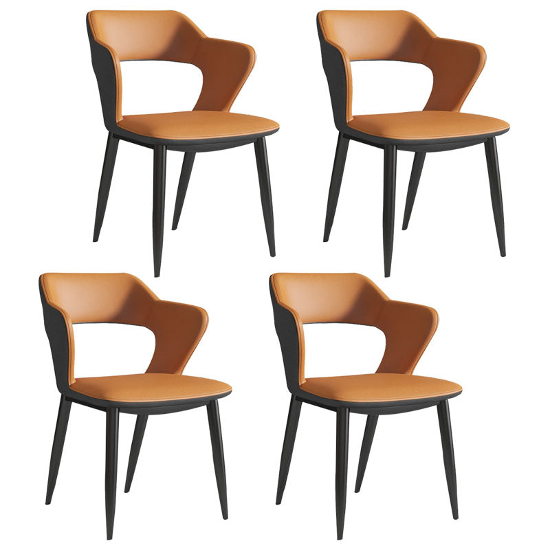 Modern Home Open Back Arm Chair Upholstered Matte Finish Dining Chair Gray-Orange Set of 4 Clearhalo ' kitchen&dining_furn' 'Dining Chairs' 'Dining Tables & Seating' 'dining_chair' 'Furniture' 'furniture_dining_chair' 'Kitchen & Dining Furniture' 'kitchen' 4622319