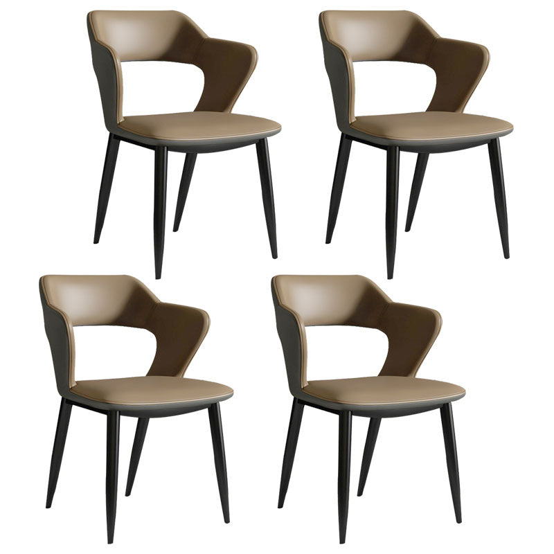 Modern Home Open Back Arm Chair Upholstered Matte Finish Dining Chair Brown Set of 4 Clearhalo ' kitchen&dining_furn' 'Dining Chairs' 'Dining Tables & Seating' 'dining_chair' 'Furniture' 'furniture_dining_chair' 'Kitchen & Dining Furniture' 'kitchen' 4622325