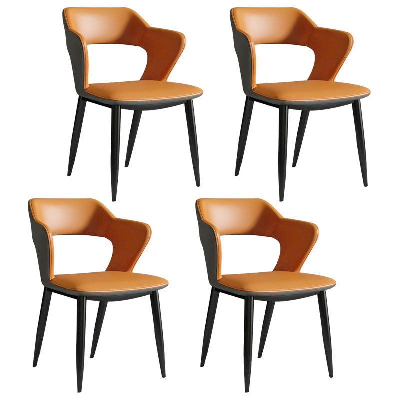 Modern Home Open Back Arm Chair Upholstered Matte Finish Dining Chair Orange-Gray Set of 4 Clearhalo ' kitchen&dining_furn' 'Dining Chairs' 'Dining Tables & Seating' 'dining_chair' 'Furniture' 'furniture_dining_chair' 'Kitchen & Dining Furniture' 'kitchen' 4622328