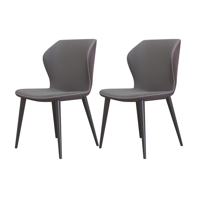 Industrial Style Wingback Armless Dining Chair Faux Leather Dining Chairs Dark Gray 2 Piece Set Clearhalo ' kitchen&dining_furn' 'Dining Chairs' 'Dining Tables & Seating' 'dining_chair' 'furn' 'furn_dining_chair' 'Furniture' 'furniture_dining_chair' 'Kitchen & Dining Furniture' 'kitchen' 4622331