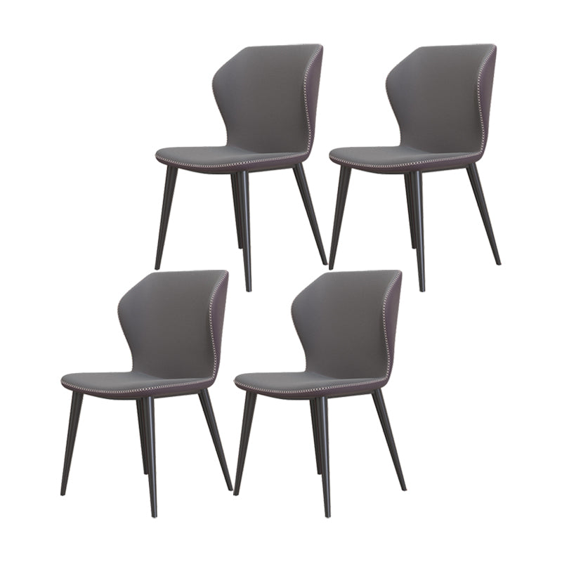 Industrial Style Wingback Armless Dining Chair Faux Leather Dining Chairs Dark Gray 4 Piece Set Clearhalo ' kitchen&dining_furn' 'Dining Chairs' 'Dining Tables & Seating' 'dining_chair' 'furn' 'furn_dining_chair' 'Furniture' 'furniture_dining_chair' 'Kitchen & Dining Furniture' 'kitchen' 4622332