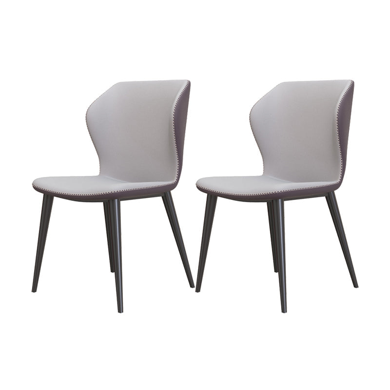 Industrial Style Wingback Armless Dining Chair Faux Leather Dining Chairs Light Gray 2 Piece Set Clearhalo ' kitchen&dining_furn' 'Dining Chairs' 'Dining Tables & Seating' 'dining_chair' 'furn' 'furn_dining_chair' 'Furniture' 'furniture_dining_chair' 'Kitchen & Dining Furniture' 'kitchen' 4622334