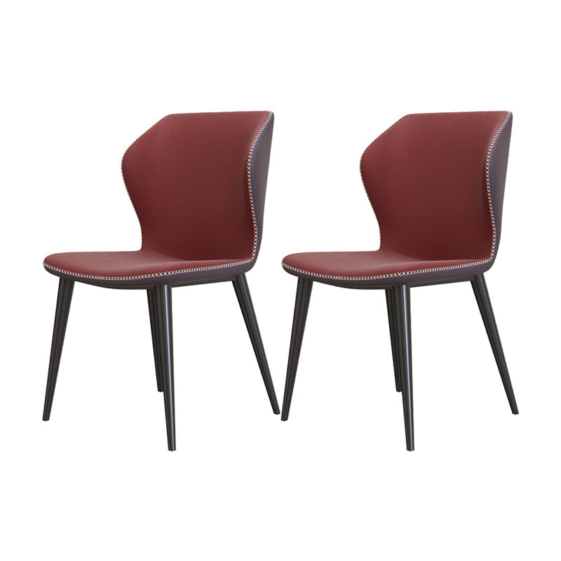 Industrial Style Wingback Armless Dining Chair Faux Leather Dining Chairs Burgundy 2 Piece Set Clearhalo ' kitchen&dining_furn' 'Dining Chairs' 'Dining Tables & Seating' 'dining_chair' 'furn' 'furn_dining_chair' 'Furniture' 'furniture_dining_chair' 'Kitchen & Dining Furniture' 'kitchen' 4622339