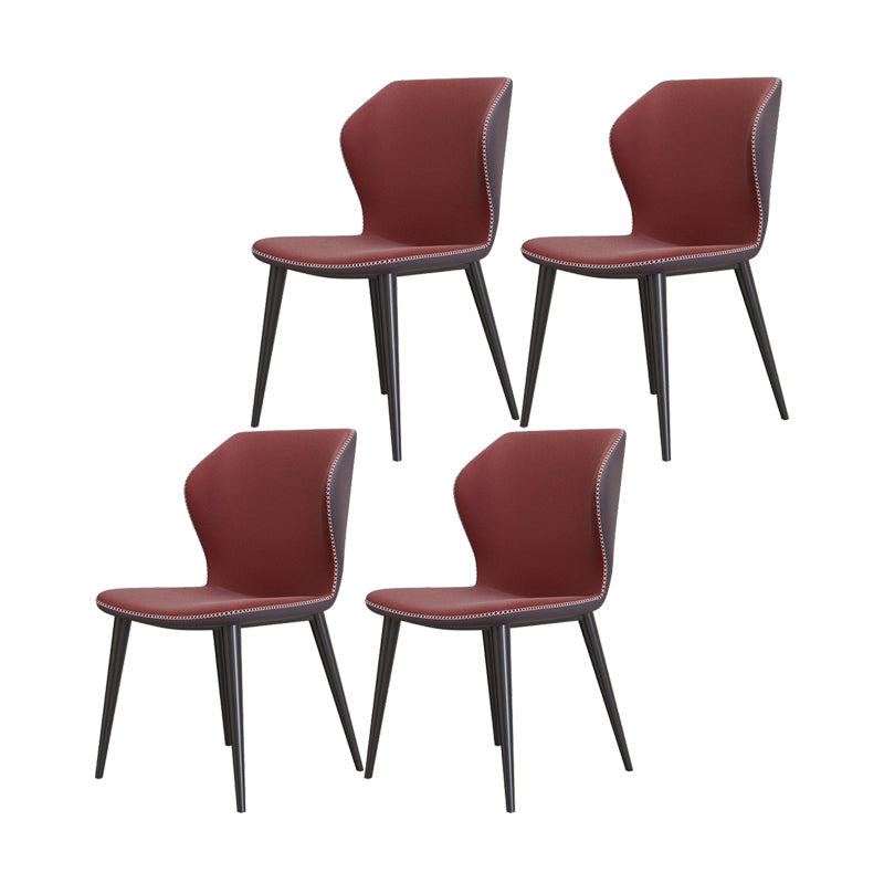Industrial Style Wingback Armless Dining Chair Faux Leather Dining Chairs Burgundy 4 Piece Set Clearhalo ' kitchen&dining_furn' 'Dining Chairs' 'Dining Tables & Seating' 'dining_chair' 'furn' 'furn_dining_chair' 'Furniture' 'furniture_dining_chair' 'Kitchen & Dining Furniture' 'kitchen' 4622340