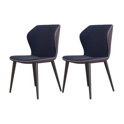 Industrial Style Wingback Armless Dining Chair Faux Leather Dining Chairs Dark Blue 2 Piece Set Clearhalo ' kitchen&dining_furn' 'Dining Chairs' 'Dining Tables & Seating' 'dining_chair' 'furn' 'furn_dining_chair' 'Furniture' 'furniture_dining_chair' 'Kitchen & Dining Furniture' 'kitchen' 4622342