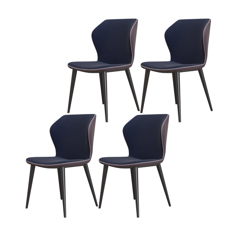 Industrial Style Wingback Armless Dining Chair Faux Leather Dining Chairs Dark Blue 4 Piece Set Clearhalo ' kitchen&dining_furn' 'Dining Chairs' 'Dining Tables & Seating' 'dining_chair' 'furn' 'furn_dining_chair' 'Furniture' 'furniture_dining_chair' 'Kitchen & Dining Furniture' 'kitchen' 4622344