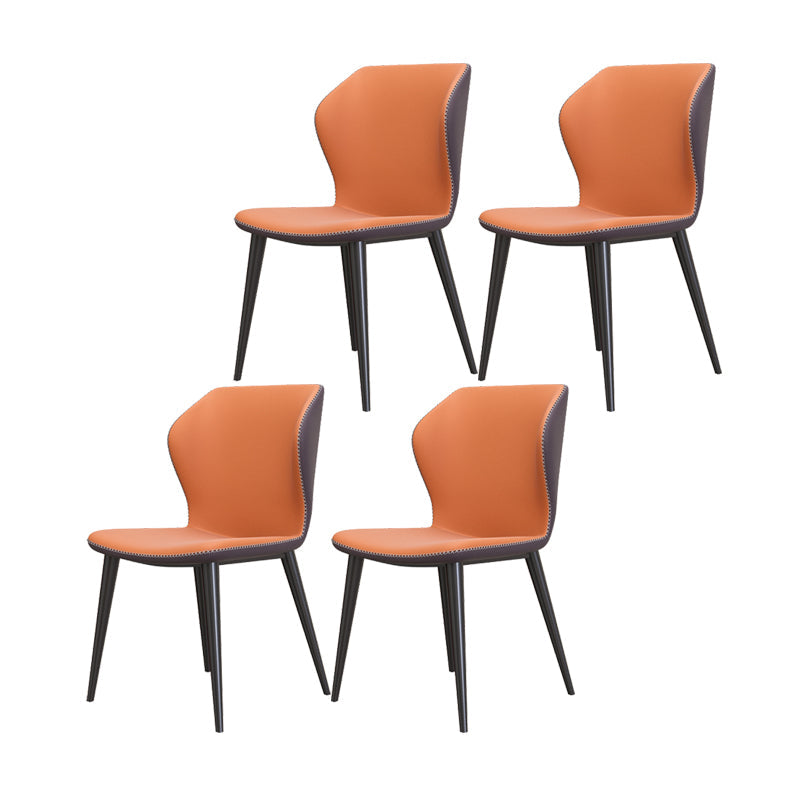 Industrial Style Wingback Armless Dining Chair Faux Leather Dining Chairs Orange 4 Piece Set Clearhalo ' kitchen&dining_furn' 'Dining Chairs' 'Dining Tables & Seating' 'dining_chair' 'furn' 'furn_dining_chair' 'Furniture' 'furniture_dining_chair' 'Kitchen & Dining Furniture' 'kitchen' 4622348