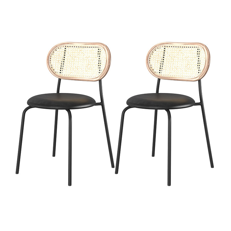 Industrial Style Open Back Side Chair Faux Leather Dining Chairs Gloss Black 2 Piece Set Clearhalo ' kitchen&dining_furn' 'Dining Chairs' 'Dining Tables & Seating' 'dining_chair' 'furn' 'furn_dining_chair' 'Furniture' 'furniture_dining_chair' 'Kitchen & Dining Furniture' 'kitchen' 4622362