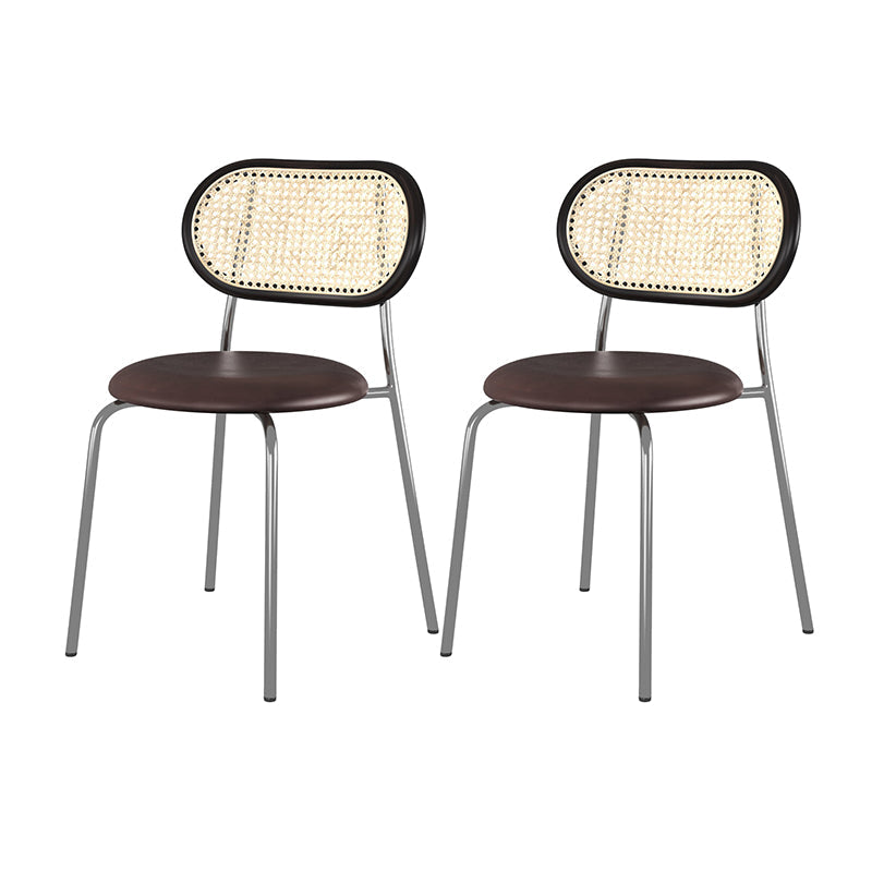 Industrial Style Open Back Side Chair Faux Leather Dining Chairs Coffee 2 Piece Set Clearhalo ' kitchen&dining_furn' 'Dining Chairs' 'Dining Tables & Seating' 'dining_chair' 'furn' 'furn_dining_chair' 'Furniture' 'furniture_dining_chair' 'Kitchen & Dining Furniture' 'kitchen' 4622367