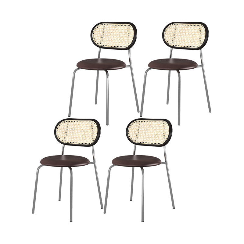 Industrial Style Open Back Side Chair Faux Leather Dining Chairs Coffee 4 Piece Set Clearhalo ' kitchen&dining_furn' 'Dining Chairs' 'Dining Tables & Seating' 'dining_chair' 'furn' 'furn_dining_chair' 'Furniture' 'furniture_dining_chair' 'Kitchen & Dining Furniture' 'kitchen' 4622369