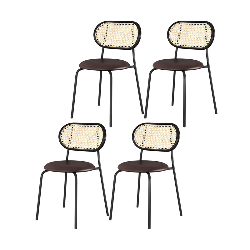 Industrial Style Open Back Side Chair Faux Leather Dining Chairs Light Coffee 4 Piece Set Clearhalo ' kitchen&dining_furn' 'Dining Chairs' 'Dining Tables & Seating' 'dining_chair' 'furn' 'furn_dining_chair' 'Furniture' 'furniture_dining_chair' 'Kitchen & Dining Furniture' 'kitchen' 4622377