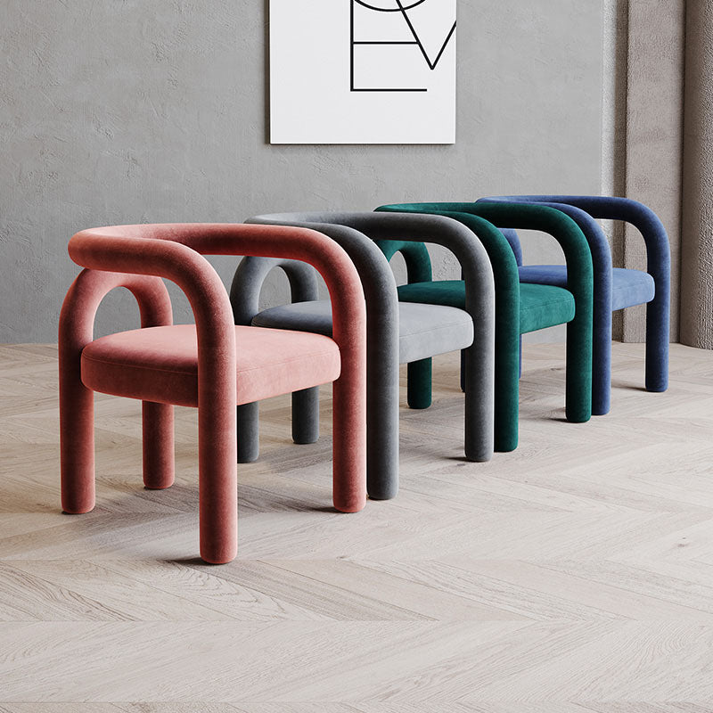 Designer Style Velvet Curved Arm Chair Open Back Matte Finish Dining Chair Clearhalo ' kitchen&dining_furn' 'Dining Chairs' 'Dining Tables & Seating' 'dining_chair' 'furn' 'furn_dining_chair' 'Furniture' 'furniture_dining_chair' 'Kitchen & Dining Furniture' 'kitchen' 4622379