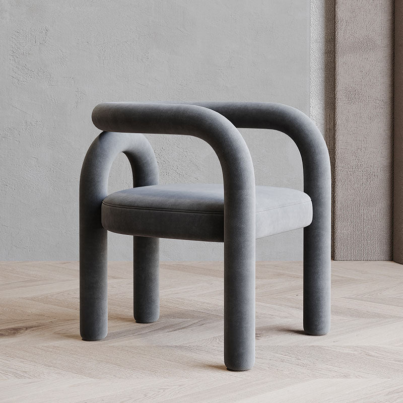 Designer Style Velvet Curved Arm Chair Open Back Matte Finish Dining Chair Grey 1 Piece Clearhalo ' kitchen&dining_furn' 'Dining Chairs' 'Dining Tables & Seating' 'dining_chair' 'furn' 'furn_dining_chair' 'Furniture' 'furniture_dining_chair' 'Kitchen & Dining Furniture' 'kitchen' 4622380