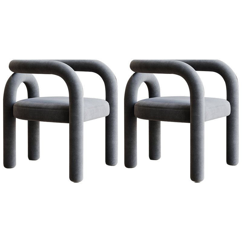 Designer Style Velvet Curved Arm Chair Open Back Matte Finish Dining Chair Grey 2 Piece Set Clearhalo ' kitchen&dining_furn' 'Dining Chairs' 'Dining Tables & Seating' 'dining_chair' 'furn' 'furn_dining_chair' 'Furniture' 'furniture_dining_chair' 'Kitchen & Dining Furniture' 'kitchen' 4622382