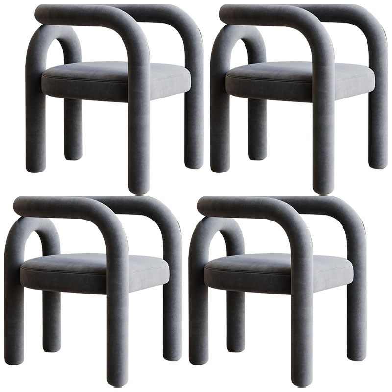Designer Style Velvet Curved Arm Chair Open Back Matte Finish Dining Chair Grey 4 Piece Set Clearhalo ' kitchen&dining_furn' 'Dining Chairs' 'Dining Tables & Seating' 'dining_chair' 'furn' 'furn_dining_chair' 'Furniture' 'furniture_dining_chair' 'Kitchen & Dining Furniture' 'kitchen' 4622384