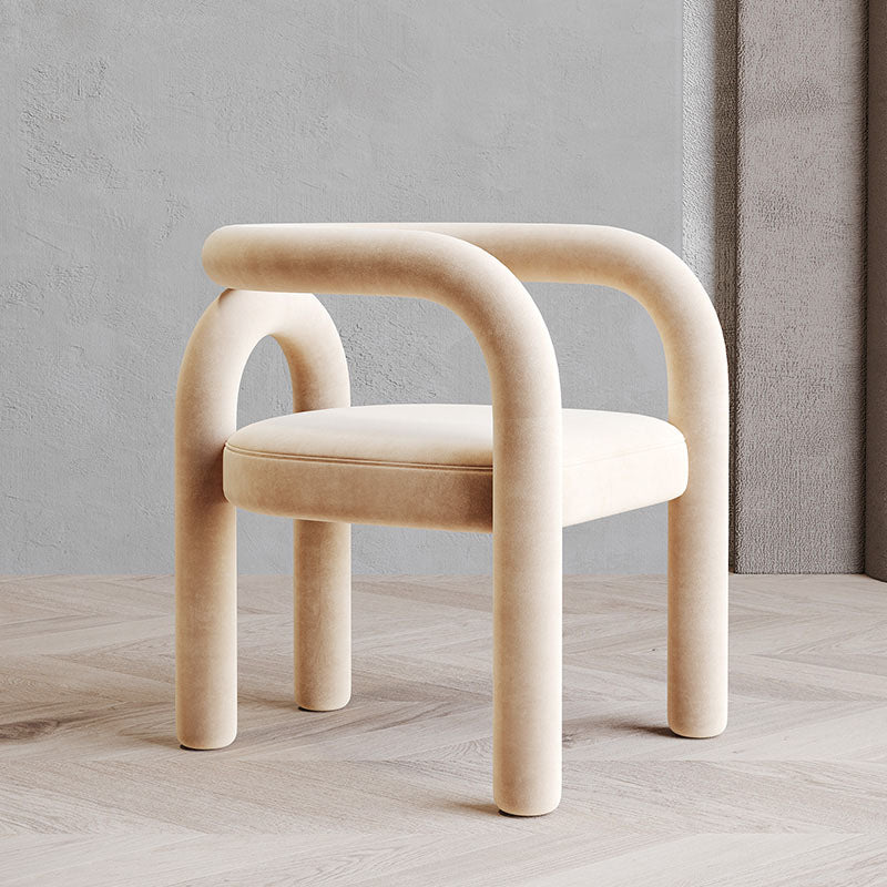 Designer Style Velvet Curved Arm Chair Open Back Matte Finish Dining Chair Beige 1 Piece Clearhalo ' kitchen&dining_furn' 'Dining Chairs' 'Dining Tables & Seating' 'dining_chair' 'furn' 'furn_dining_chair' 'Furniture' 'furniture_dining_chair' 'Kitchen & Dining Furniture' 'kitchen' 4622385