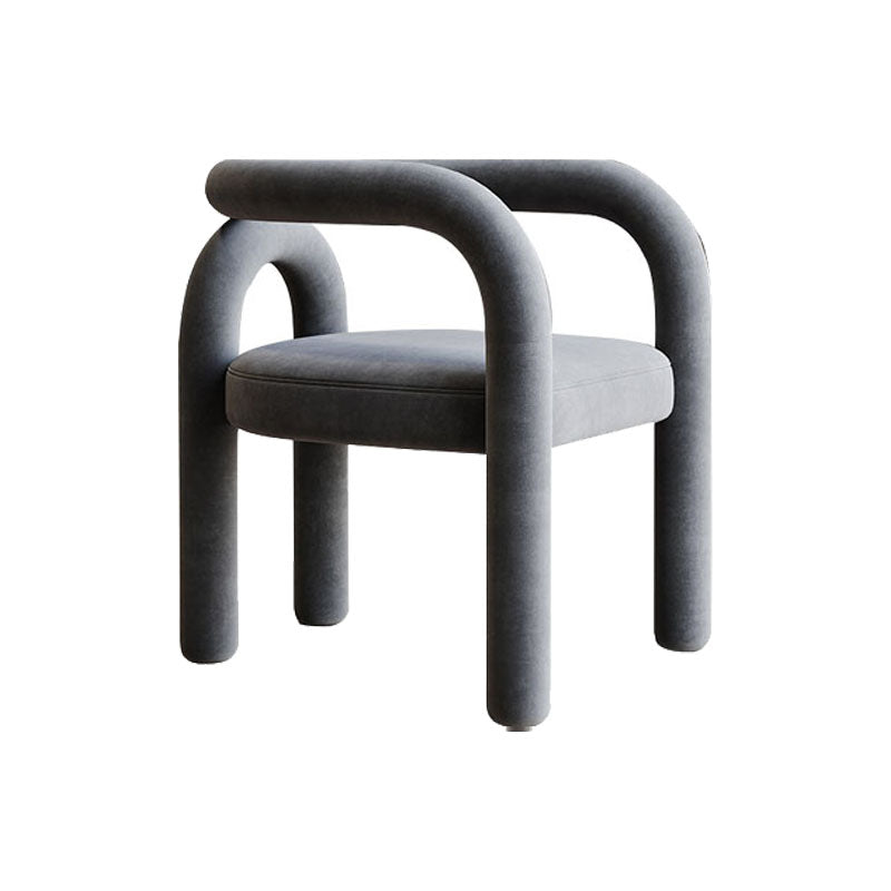 Designer Style Velvet Curved Arm Chair Open Back Matte Finish Dining Chair Clearhalo ' kitchen&dining_furn' 'Dining Chairs' 'Dining Tables & Seating' 'dining_chair' 'furn' 'furn_dining_chair' 'Furniture' 'furniture_dining_chair' 'Kitchen & Dining Furniture' 'kitchen' 4622387