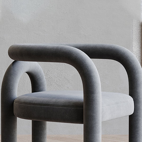 Designer Style Velvet Curved Arm Chair Open Back Matte Finish Dining Chair Clearhalo ' kitchen&dining_furn' 'Dining Chairs' 'Dining Tables & Seating' 'dining_chair' 'furn' 'furn_dining_chair' 'Furniture' 'furniture_dining_chair' 'Kitchen & Dining Furniture' 'kitchen' 4622393