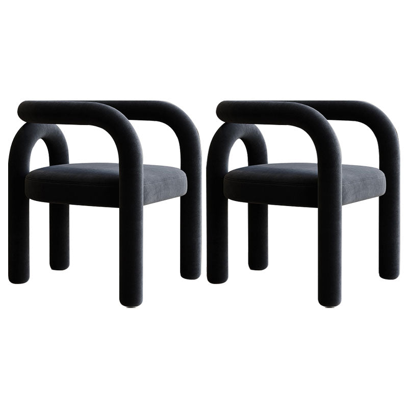 Designer Style Velvet Curved Arm Chair Open Back Matte Finish Dining Chair Black 2 Piece Set Clearhalo ' kitchen&dining_furn' 'Dining Chairs' 'Dining Tables & Seating' 'dining_chair' 'furn' 'furn_dining_chair' 'Furniture' 'furniture_dining_chair' 'Kitchen & Dining Furniture' 'kitchen' 4622394
