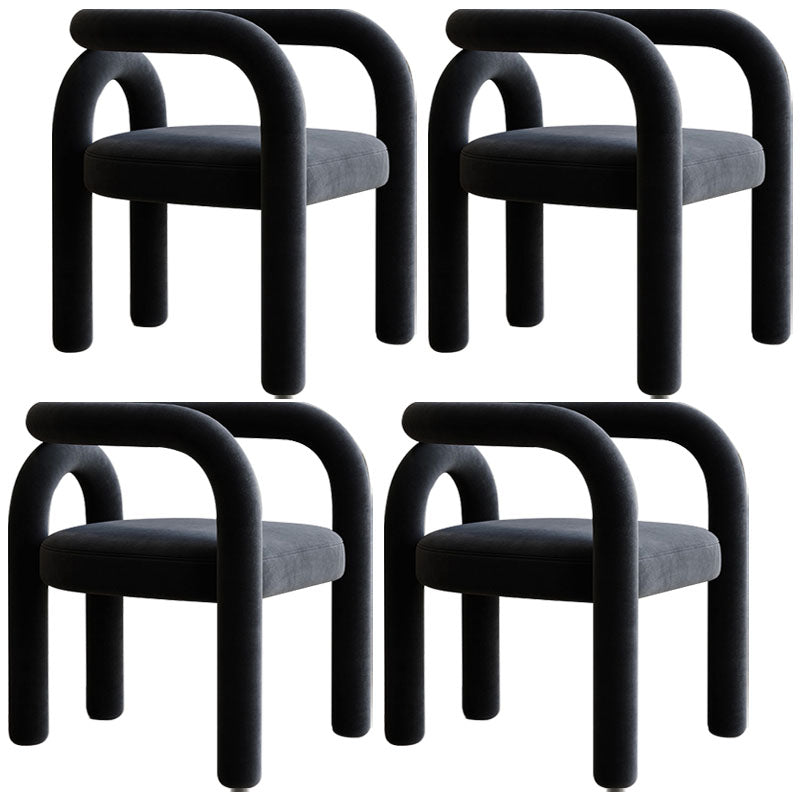 Designer Style Velvet Curved Arm Chair Open Back Matte Finish Dining Chair Black 4 Piece Set Clearhalo ' kitchen&dining_furn' 'Dining Chairs' 'Dining Tables & Seating' 'dining_chair' 'furn' 'furn_dining_chair' 'Furniture' 'furniture_dining_chair' 'Kitchen & Dining Furniture' 'kitchen' 4622395