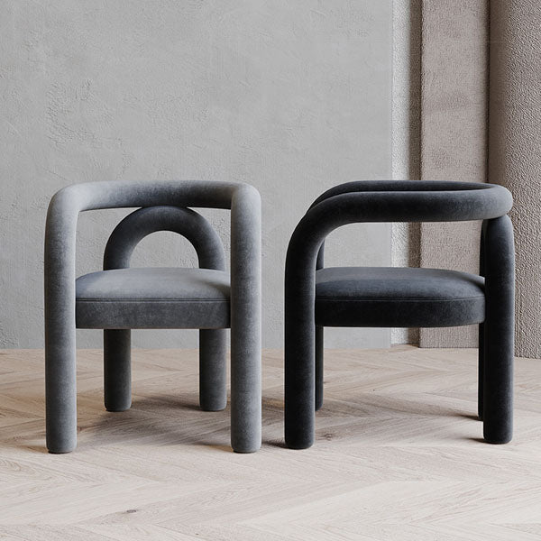 Designer Style Velvet Curved Arm Chair Open Back Matte Finish Dining Chair Clearhalo ' kitchen&dining_furn' 'Dining Chairs' 'Dining Tables & Seating' 'dining_chair' 'furn' 'furn_dining_chair' 'Furniture' 'furniture_dining_chair' 'Kitchen & Dining Furniture' 'kitchen' 4622397