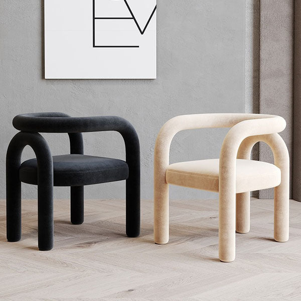 Designer Style Velvet Curved Arm Chair Open Back Matte Finish Dining Chair Clearhalo ' kitchen&dining_furn' 'Dining Chairs' 'Dining Tables & Seating' 'dining_chair' 'furn' 'furn_dining_chair' 'Furniture' 'furniture_dining_chair' 'Kitchen & Dining Furniture' 'kitchen' 4622399