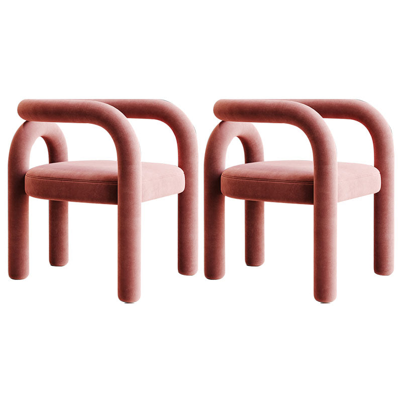 Designer Style Velvet Curved Arm Chair Open Back Matte Finish Dining Chair Pink 2 Piece Set Clearhalo ' kitchen&dining_furn' 'Dining Chairs' 'Dining Tables & Seating' 'dining_chair' 'furn' 'furn_dining_chair' 'Furniture' 'furniture_dining_chair' 'Kitchen & Dining Furniture' 'kitchen' 4622400