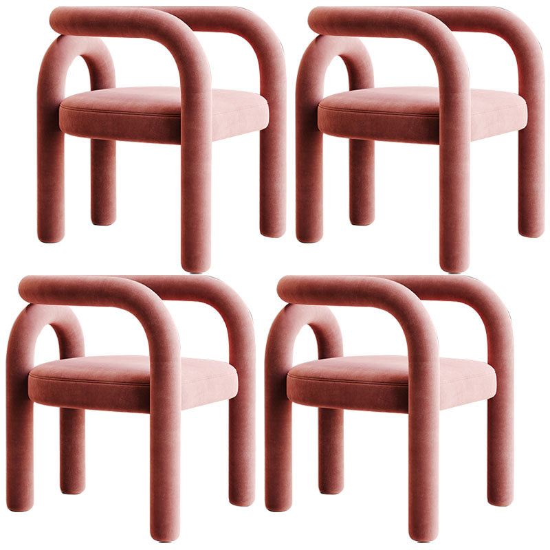 Designer Style Velvet Curved Arm Chair Open Back Matte Finish Dining Chair Pink 4 Piece Set Clearhalo ' kitchen&dining_furn' 'Dining Chairs' 'Dining Tables & Seating' 'dining_chair' 'furn' 'furn_dining_chair' 'Furniture' 'furniture_dining_chair' 'Kitchen & Dining Furniture' 'kitchen' 4622402