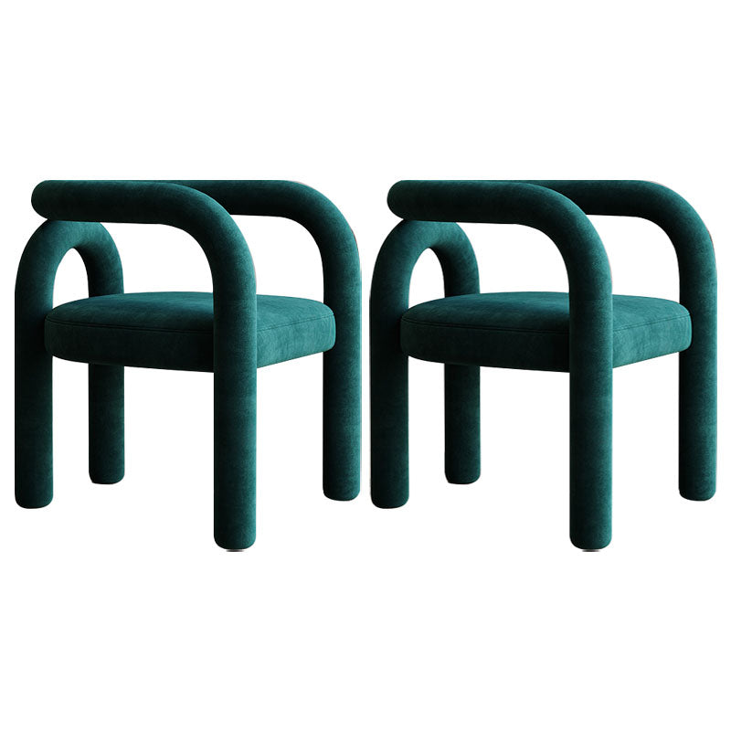 Designer Style Velvet Curved Arm Chair Open Back Matte Finish Dining Chair Green 2 Piece Set Clearhalo ' kitchen&dining_furn' 'Dining Chairs' 'Dining Tables & Seating' 'dining_chair' 'furn' 'furn_dining_chair' 'Furniture' 'furniture_dining_chair' 'Kitchen & Dining Furniture' 'kitchen' 4622404