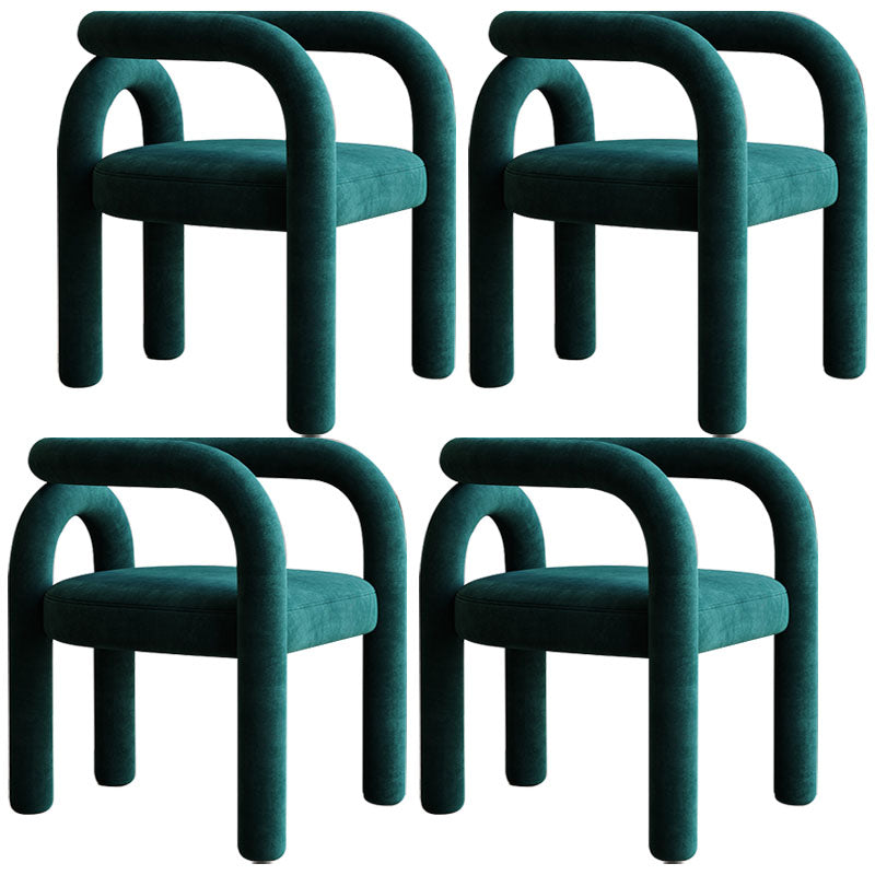 Designer Style Velvet Curved Arm Chair Open Back Matte Finish Dining Chair Green 4 Piece Set Clearhalo ' kitchen&dining_furn' 'Dining Chairs' 'Dining Tables & Seating' 'dining_chair' 'furn' 'furn_dining_chair' 'Furniture' 'furniture_dining_chair' 'Kitchen & Dining Furniture' 'kitchen' 4622405