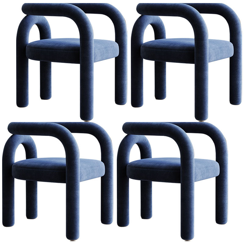 Designer Style Velvet Curved Arm Chair Open Back Matte Finish Dining Chair Blue 4 Piece Set Clearhalo ' kitchen&dining_furn' 'Dining Chairs' 'Dining Tables & Seating' 'dining_chair' 'furn' 'furn_dining_chair' 'Furniture' 'furniture_dining_chair' 'Kitchen & Dining Furniture' 'kitchen' 4622408