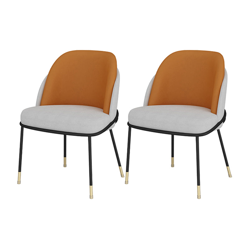 Nordic Style Metal Dining Room Chair Upholstered Armless Chair for Restaurant Use Orange 2 Piece Set Clearhalo ' kitchen&dining_furn' 'Dining Chairs' 'Dining Tables & Seating' 'dining_chair' 'furn' 'furn_dining_chair' 'Furniture' 'furniture_dining_chair' 'Kitchen & Dining Furniture' 'kitchen' 4622412