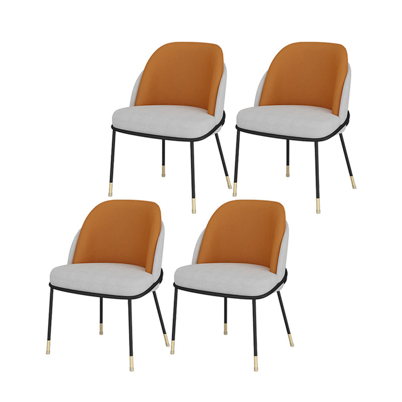 Nordic Style Metal Dining Room Chair Upholstered Armless Chair for Restaurant Use Orange 4 Piece Set Clearhalo ' kitchen&dining_furn' 'Dining Chairs' 'Dining Tables & Seating' 'dining_chair' 'furn' 'furn_dining_chair' 'Furniture' 'furniture_dining_chair' 'Kitchen & Dining Furniture' 'kitchen' 4622415