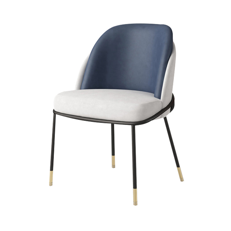 Nordic Style Metal Dining Room Chair Upholstered Armless Chair for Restaurant Use Blue 1 Piece Clearhalo ' kitchen&dining_furn' 'Dining Chairs' 'Dining Tables & Seating' 'dining_chair' 'furn' 'furn_dining_chair' 'Furniture' 'furniture_dining_chair' 'Kitchen & Dining Furniture' 'kitchen' 4622416