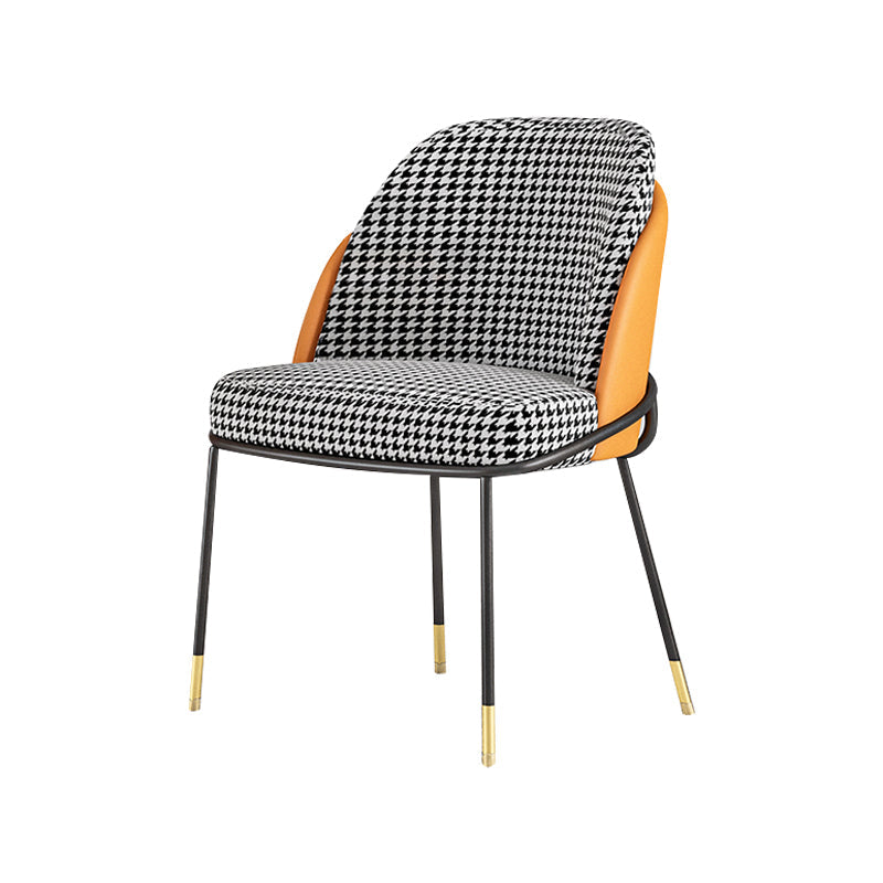 Nordic Style Metal Dining Room Chair Upholstered Armless Chair for Restaurant Use Black-White 1 Piece Clearhalo ' kitchen&dining_furn' 'Dining Chairs' 'Dining Tables & Seating' 'dining_chair' 'furn' 'furn_dining_chair' 'Furniture' 'furniture_dining_chair' 'Kitchen & Dining Furniture' 'kitchen' 4622422