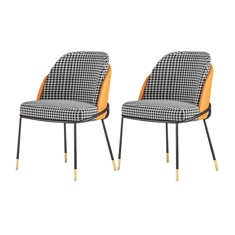 Nordic Style Metal Dining Room Chair Upholstered Armless Chair for Restaurant Use Black-White 2 Piece Set Clearhalo ' kitchen&dining_furn' 'Dining Chairs' 'Dining Tables & Seating' 'dining_chair' 'furn' 'furn_dining_chair' 'Furniture' 'furniture_dining_chair' 'Kitchen & Dining Furniture' 'kitchen' 4622424