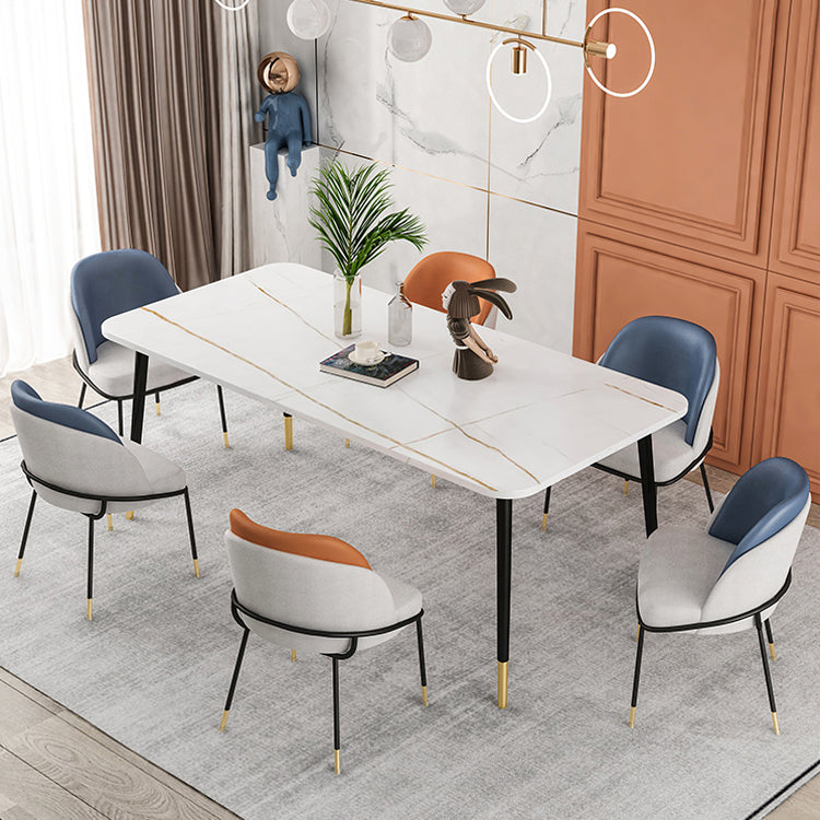 Nordic Style Metal Dining Room Chair Upholstered Armless Chair for Restaurant Use Clearhalo ' kitchen&dining_furn' 'Dining Chairs' 'Dining Tables & Seating' 'dining_chair' 'furn' 'furn_dining_chair' 'Furniture' 'furniture_dining_chair' 'Kitchen & Dining Furniture' 'kitchen' 4622427