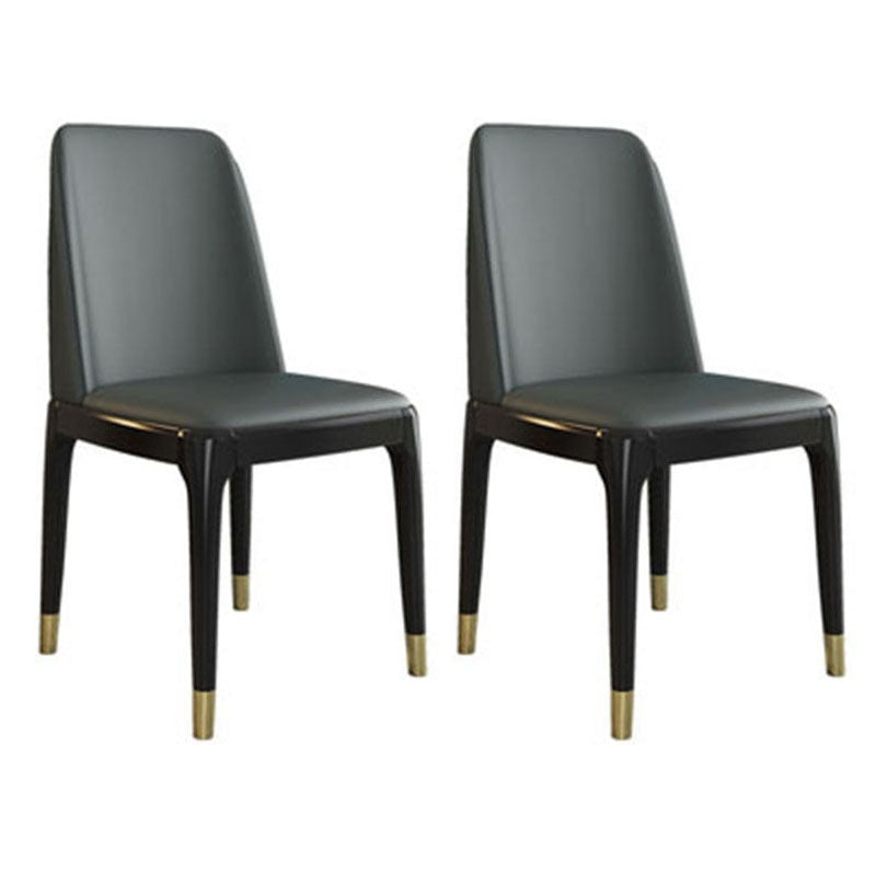 Contemporary Chair Dining Armless Chairs with Wooden Legs for Kitchen Dark Gray Black Gold Set of 2 Clearhalo ' kitchen&dining_furn' 'Dining Chairs' 'Dining Tables & Seating' 'dining_chair' 'Furniture' 'furniture_dining_chair' 'Kitchen & Dining Furniture' 'kitchen' 4622438
