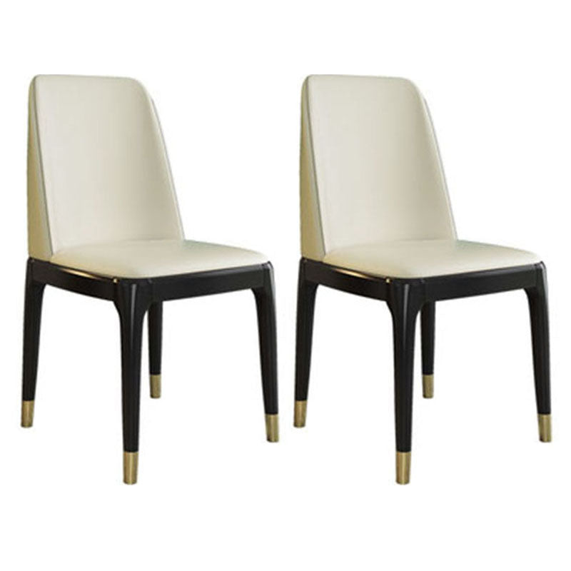 Contemporary Chair Dining Armless Chairs with Wooden Legs for Kitchen Off-White Black Gold Set of 2 Clearhalo ' kitchen&dining_furn' 'Dining Chairs' 'Dining Tables & Seating' 'dining_chair' 'Furniture' 'furniture_dining_chair' 'Kitchen & Dining Furniture' 'kitchen' 4622440