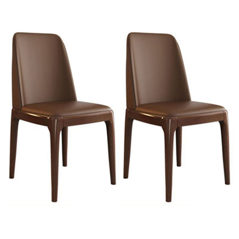 Contemporary Chair Dining Armless Chairs with Wooden Legs for Kitchen Coffee Walnut Set of 2 Clearhalo ' kitchen&dining_furn' 'Dining Chairs' 'Dining Tables & Seating' 'dining_chair' 'Furniture' 'furniture_dining_chair' 'Kitchen & Dining Furniture' 'kitchen' 4622441