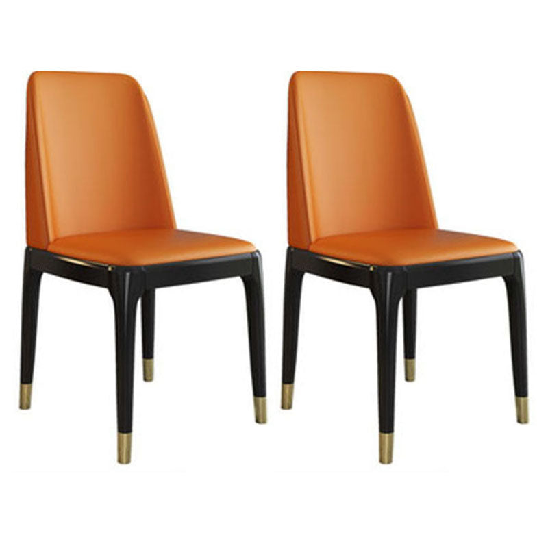 Contemporary Chair Dining Armless Chairs with Wooden Legs for Kitchen Orange Black Gold Set of 2 Clearhalo ' kitchen&dining_furn' 'Dining Chairs' 'Dining Tables & Seating' 'dining_chair' 'Furniture' 'furniture_dining_chair' 'Kitchen & Dining Furniture' 'kitchen' 4622444