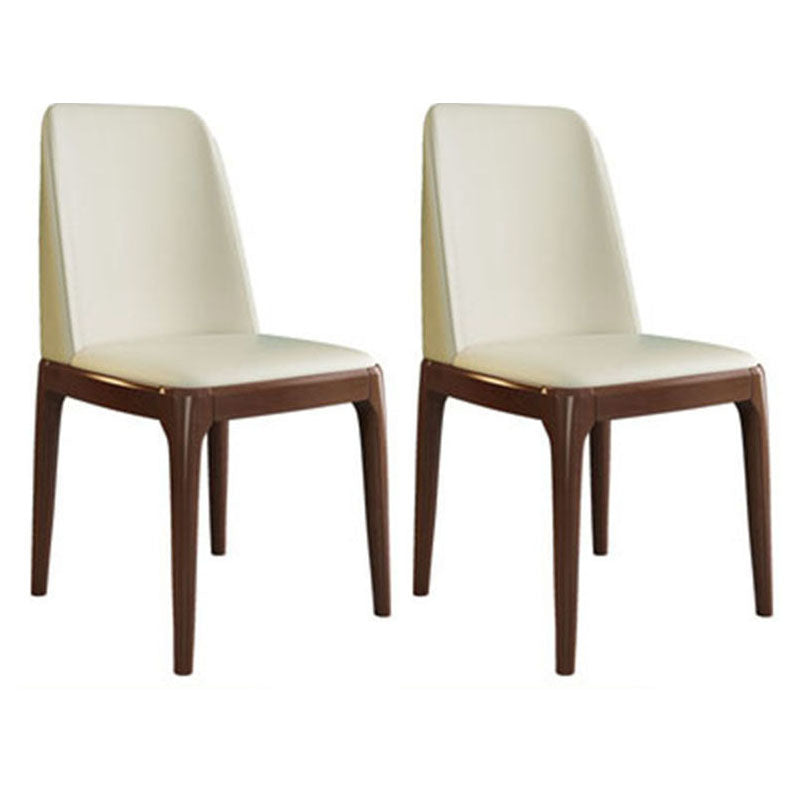 Contemporary Chair Dining Armless Chairs with Wooden Legs for Kitchen Off-White Walnut Set of 2 Clearhalo ' kitchen&dining_furn' 'Dining Chairs' 'Dining Tables & Seating' 'dining_chair' 'Furniture' 'furniture_dining_chair' 'Kitchen & Dining Furniture' 'kitchen' 4622445