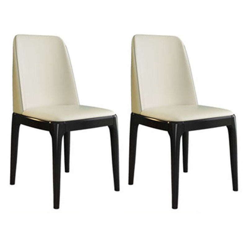 Contemporary Chair Dining Armless Chairs with Wooden Legs for Kitchen Off-White Black Set of 2 Clearhalo ' kitchen&dining_furn' 'Dining Chairs' 'Dining Tables & Seating' 'dining_chair' 'Furniture' 'furniture_dining_chair' 'Kitchen & Dining Furniture' 'kitchen' 4622449
