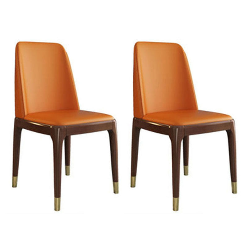 Contemporary Chair Dining Armless Chairs with Wooden Legs for Kitchen Orange Brown Set of 2 Clearhalo ' kitchen&dining_furn' 'Dining Chairs' 'Dining Tables & Seating' 'dining_chair' 'Furniture' 'furniture_dining_chair' 'Kitchen & Dining Furniture' 'kitchen' 4622451