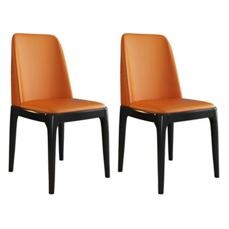 Contemporary Chair Dining Armless Chairs with Wooden Legs for Kitchen Orange Black Set of 2 Clearhalo ' kitchen&dining_furn' 'Dining Chairs' 'Dining Tables & Seating' 'dining_chair' 'Furniture' 'furniture_dining_chair' 'Kitchen & Dining Furniture' 'kitchen' 4622453