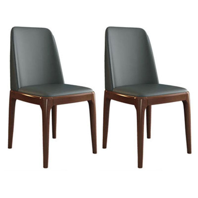 Contemporary Chair Dining Armless Chairs with Wooden Legs for Kitchen Dark Gray Walnut Set of 2 Clearhalo ' kitchen&dining_furn' 'Dining Chairs' 'Dining Tables & Seating' 'dining_chair' 'Furniture' 'furniture_dining_chair' 'Kitchen & Dining Furniture' 'kitchen' 4622454